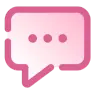 Pink chat bubble with three dots.